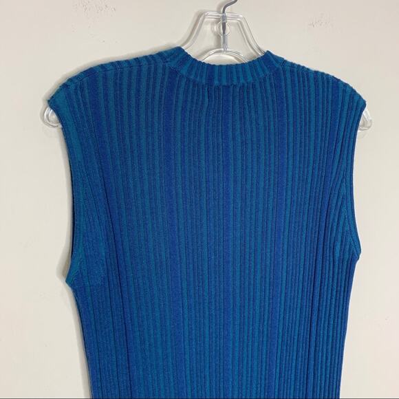 NEW Naadam Silk Cashmere Ribbed Knit Dress (Sz XS) Sleeveless Midi Maxi Blue - Picture 8 of 14